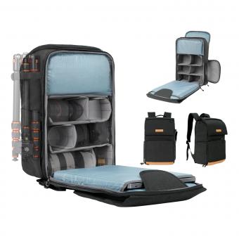 22L Mochila de Cámara para Fotógrafos de Gran Capacidad con Funda para la Lluvia y Compartimento para Portátil de 15,6 Pulgadas - Backpack Nature Wander 11 Negro
