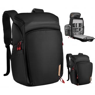 K&F Concept Camera Alpha Backpack Air 25L, kameravesker for fotografer Stor kapasitet med regntrekk - Ryggsekk 25L Nature Wander 01 (Sort + Rød)