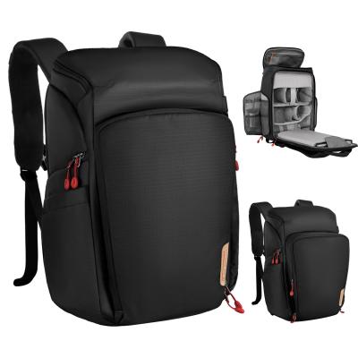 K&F Concept Camera Alpha Rygsæk Air 25L, kameratasker til fotografer Stor kapacitet med regnslag - Rygsæk 25L Nature Wander 01 (sort + rød)