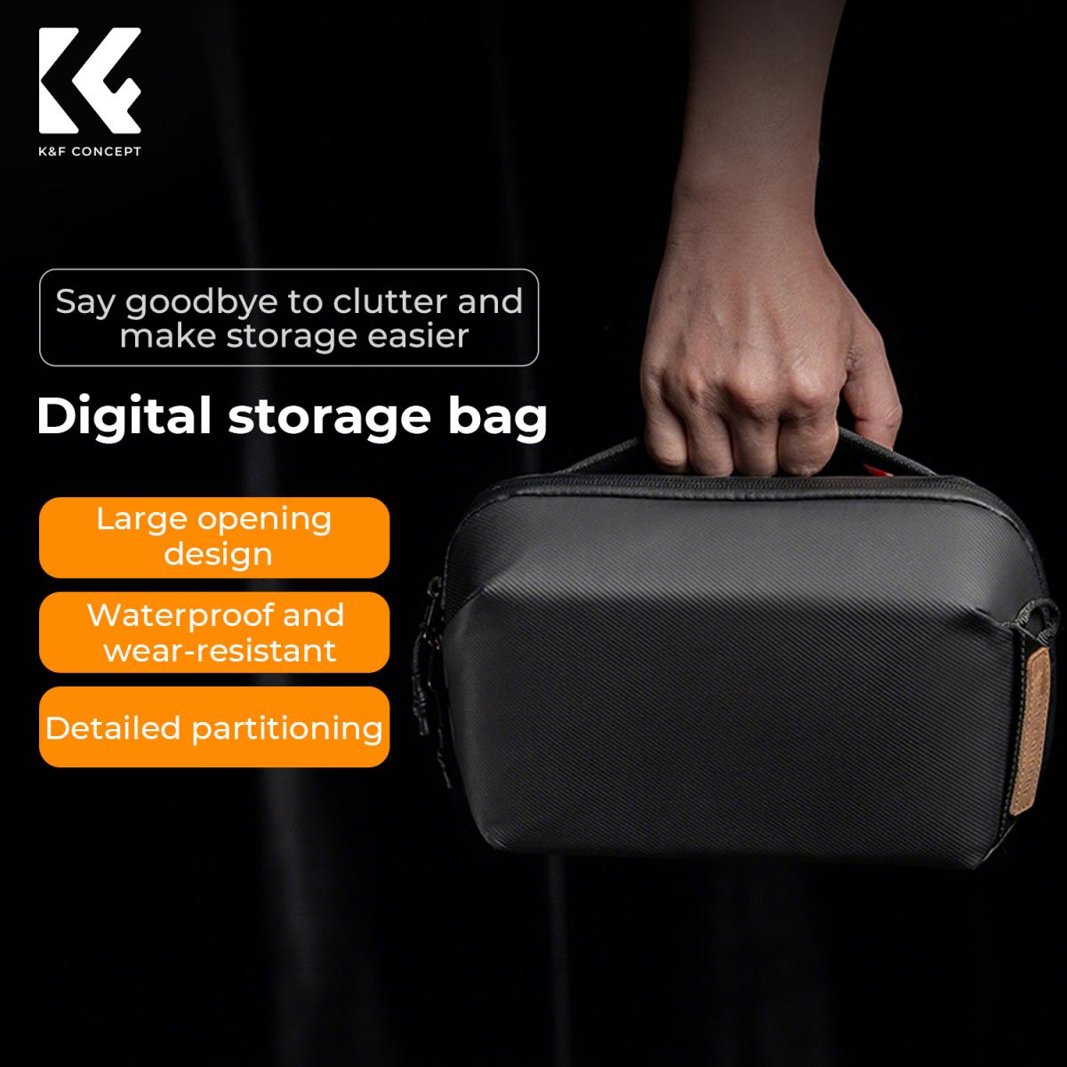 K&F Concept Digital Organizer Monipuolinen laukku matkapuhelimien, kaapeleiden, laturien, kuulokkeiden ja muiden henkilökohtaisten tavaroiden kätevään säilytykseen