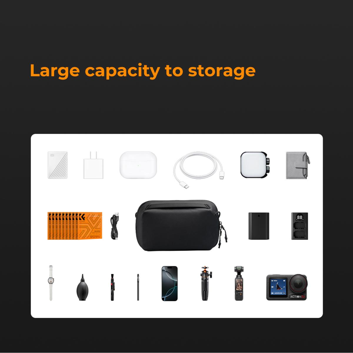 K&F Concept Digital Organizer Monipuolinen laukku matkapuhelimien, kaapeleiden, laturien, kuulokkeiden ja muiden henkilökohtaisten tavaroiden kätevään säilytykseen