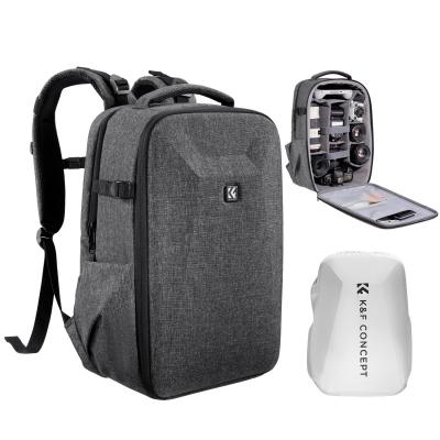 K&F Concept kamerarygsæk Hardshell DSLR fotografering kamerataske med 15-15,6 tommer laptoprum Vandtæt kamerataske Kompatibel til Canon/Nikon/Sony/DJI Mavic - Rygsæk 22L Nature Wander 10 (Mørkegrå)