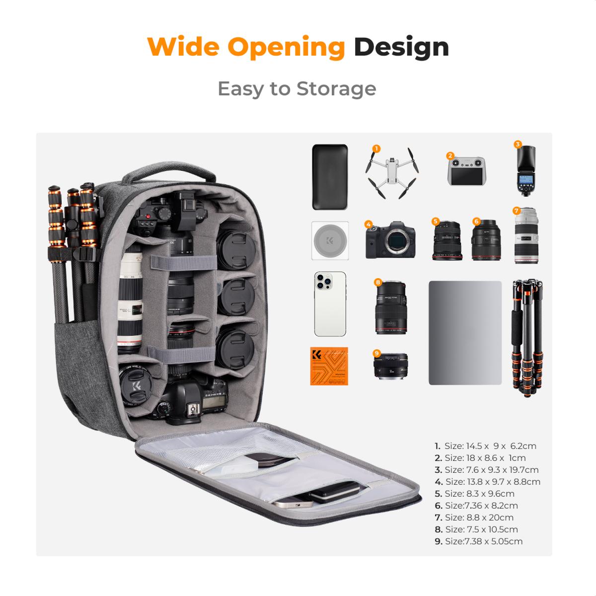 22L Zaino per fotocamera antiurto impermeabile scomparto borsa fotografica rigida - Backpack Nature Wander 10（Grigio）