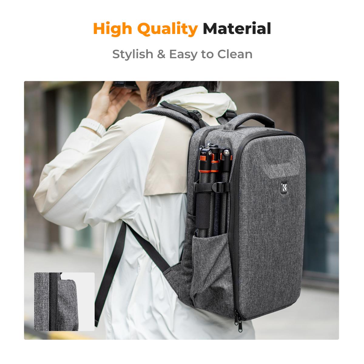 22L Zaino per fotocamera antiurto impermeabile scomparto borsa fotografica rigida - Backpack Nature Wander 10（Grigio）