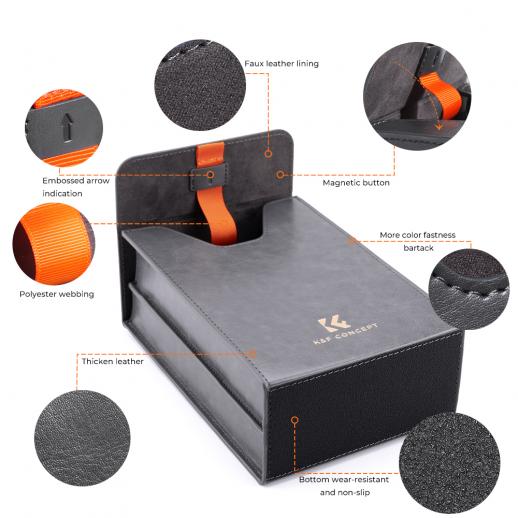 K&F Concept Borsa Portafiltri Impermeabile Con 3 Tasche Per Filtri Fino A 82 Mm - Pieghevole, Leggera E Antipolvere Per Fotocamere