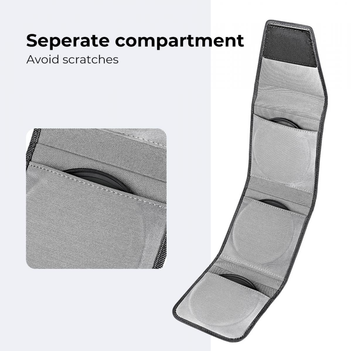 Bolsa de Filtro Fotografía de Lente, Bolsa de Filtro de Lente de Cámara, Bolsa de Filtro Fotografico con 3 Bolsillos, Funda Caso para de Cámara para Filtro Redondo de Diámetro hasta 62mm