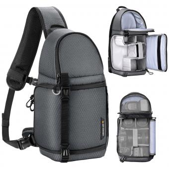 10L Borse a tracolla per Fotocamera impermeabile, Zaino Fotografico Piccolo Casual Antifurto Compatibile - Sling Bag Urban Wander 02 Grigio