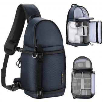 10L Bolsa para Cámara Sling, Bolsa Bandolera Impermeable Antirrobo para Foto Càmara Reflex Portátil, Compatible con DSLR SLR Cámara - Sling Bag Urban Wander 02 Azul