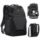 K&F Concept kameraryggsekk 20L stor vanntett kameraveske med front hardshell / 15,6" bærbar datamaskin / stativrom for fotografer, svart
