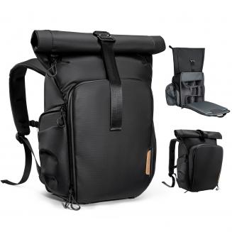 K&F Concept 20L kameraryggsekk Nature Wander 11 svart, vanntett reisefotograferingsveske med laptoprom for 15,6" laptop, stativholder og utvidbar lagringsplass for fotografer