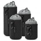 Pacote com 4 bolsas para lentes de câmera, bolsa protetora para lentes sem espelho, bolsas com cordão para lentes de câmera Canon, Nikon, Pentax, Sony, Olympus