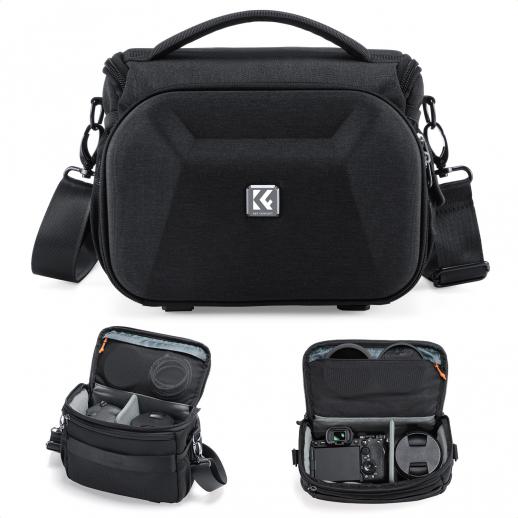 K&F Concept Borsa per Fotocamera a Tracolla, Borsa Fotografica Impermeabile in eva hardshell con tracolla regolabile, Compatta Custodia per Macchine Fotografiche Reflex Obiettivo Treppiede-M