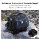 K&F Concept Borsa per Fotocamera a Tracolla, Borsa Fotografica Impermeabile in eva hardshell con tracolla regolabile, Compatta Custodia per Macchine Fotografiche Reflex Obiettivo Treppiede-S