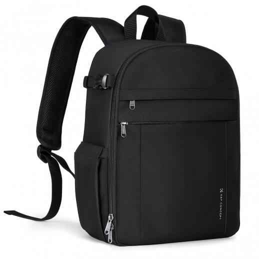 K&F Concept 13L kameraryggsekk Nature Wander 12 svart, lett fotoveske med rask tilgang til frontåpning, stativstropp og dobbeltfunksjonsdesign for reise og daglig bruk