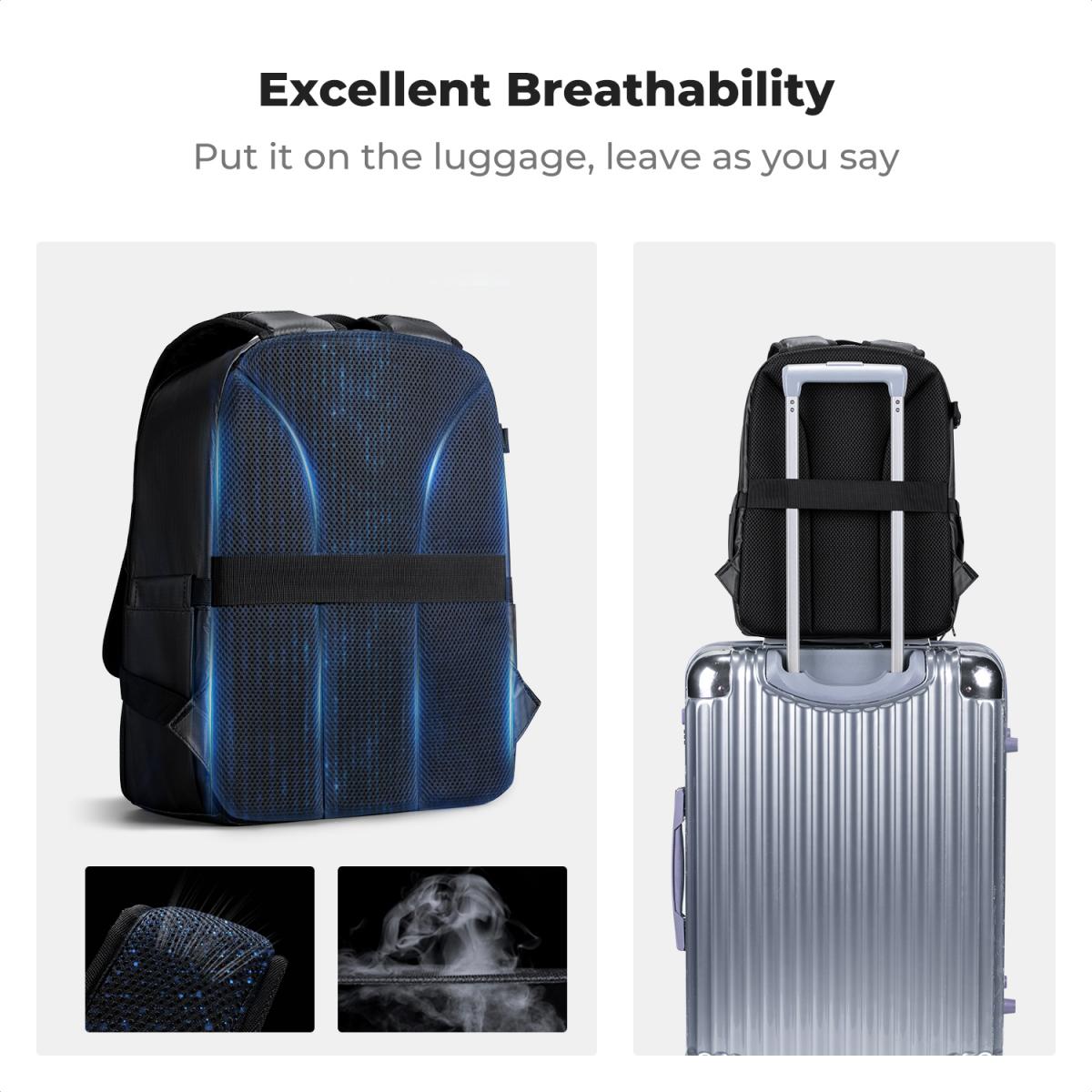 K&F Concept 13L kameraryggsekk Nature Wander 12 svart, lett fotoveske med rask tilgang til frontåpning, stativstropp og dobbeltfunksjonsdesign for reise og daglig bruk, svart PU