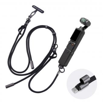Correa de Cuello K&F Concept para DJI Osmo Pocket 3 (Negro) - Cable Carga Rápida Tipo-C 60W Integrado