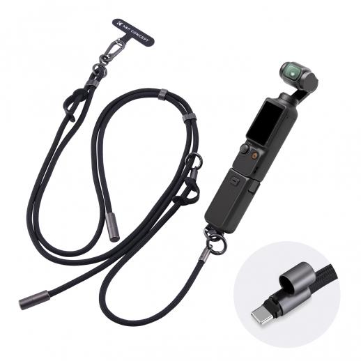 Correa de Cuello K&F Concept para DJI Osmo Pocket 3 (Negro) - Cable Carga Rápida Tipo-C 60W Integrado