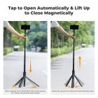 K&F Concept Selfiestang, Automatisk Åbning & Lukning Telefonstativ, 360° Drejelig Selfiestang med 9 Knapper Bluetooth Fjernbetjening, Udtrækkeligt Automatisk Stativ til Mobiltelefon (Sort)