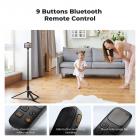 K&F Concept Selfiestang, Automatisk Åbning & Lukning Telefonstativ, 360° Drejelig Selfiestang med 9 Knapper Bluetooth Fjernbetjening, Udtrækkeligt Automatisk Stativ til Mobiltelefon (Sort)