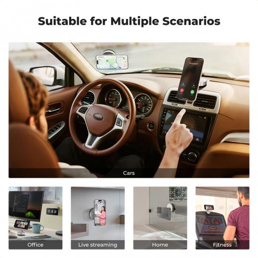 Supporto Magnetico Per Auto CAMOLOGEEK Con Ventosa 360° E Blocco A Vuoto – Compatibile Con IPhone Magsafe E Android, Per Cruscotto E Palestra