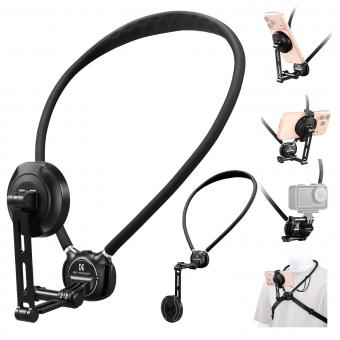 Support de téléphone de cou K&F CONCEPT, support magnétique et à clip 2 en 1, support de téléphone POV, support de poitrine mains libres compatible avec les iPhone 17 à 12 et les téléphones Android