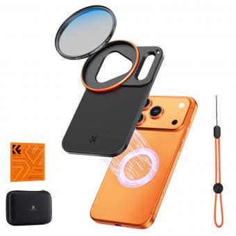 Adaptador de montura de filtro de lente magnético de doble cara K&F CONCEPT con filtro CPL de 58 mm, compatible con iPhone 17 Pro y filtros roscados de 58 mm, filtro CPL compatible con lente de cámara de iPhone