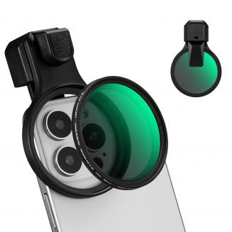 K&F CONCEPT 58 mm Press-on ND2-32 telefonlinsfilterkit, flerskiktat VND-filter kompatibelt med iPhone 17/16/15/14/13/12 Standard, 16/15/14/13/12 Pro/Pro Max, 58 mm gängade filter