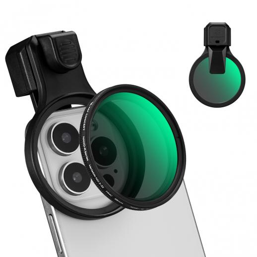 K&F CONCEPT 58 mm Press-on ND2-32 telefonlinsfilterkit, flerskiktat VND-filter kompatibelt med iPhone 17/16/15/14/13/12 Standard, 16/15/14/13/12 Pro/Pro Max, 58 mm gängade filter