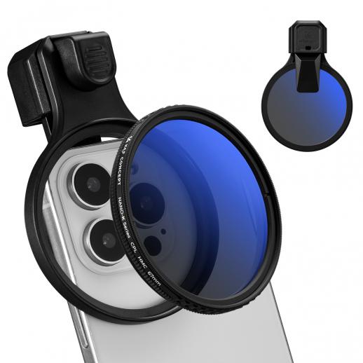 K&F CONCEPT 67 mm tryckbart CPL-filterkit för telefonlinser, polarisationsfilter kompatibelt med iPhone 17/16/15/14/13/12 Standard, 16/15/14/13/12 Pro/Pro Max, 67 mm gängade filter