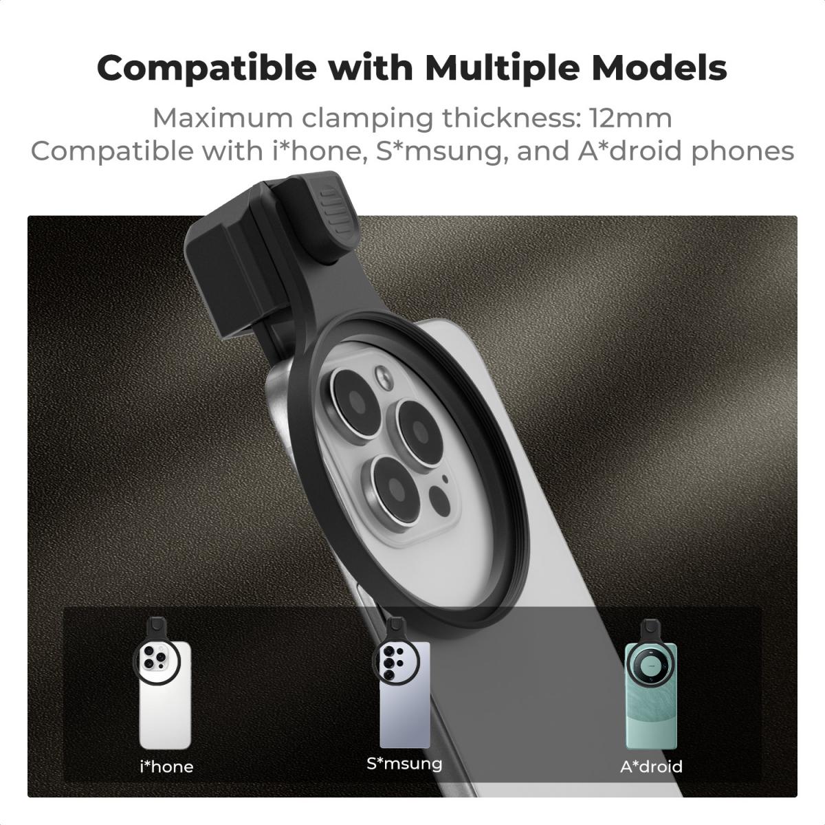 K&F CONCEPT 67 mm tryckbar telefonlinsfilteradapter, kompatibel med iPhone 17/16/15/14/13/12, 16/15/14/13/12 Pro, 16/15/14/13/12 Pro Max (filter ingår ej)