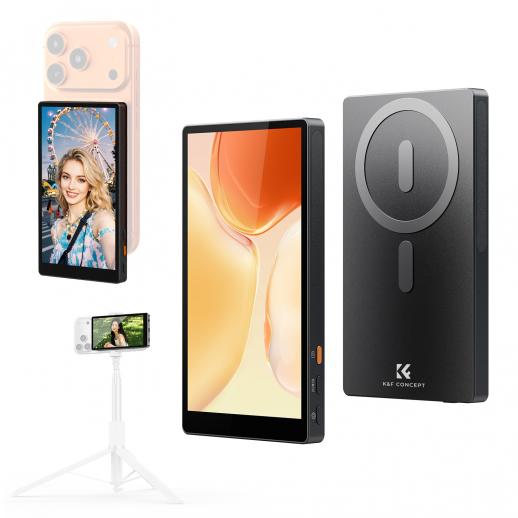 K&F CONCEPT 5" Selfie Monitor Screen, Wireless 4K/1080p Magnetic Vlog Back Camera Monitor, Selfie Monitor with 164ft Range, P2P Wireless, Compatible with iPhone & Android, for Content Creator