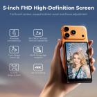 K&F CONCEPT 5" Selfie Monitor Screen, Wireless 4K/1080p Magnetic Vlog Back Camera Monitor, Selfie Monitor with 164ft Range, P2P Wireless, Compatible with iPhone & Android, for Content Creator