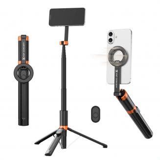K&F CONCEPT Lichtgewicht 71 inch magnetische selfiestick met statief, draagbare uitschuifbare telefoonstandaard met Bluetooth-afstandsbediening, 3-assige verstelling, aluminium vlogrig, compatibel met iPhone 17 16 15 14 Pro Max