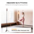 K&F CONCEPT Lichtgewicht 71 inch magnetische selfiestick met statief, draagbare uitschuifbare telefoonstandaard met Bluetooth-afstandsbediening, 3-assige verstelling, aluminium vlogrig, compatibel met iPhone 17 16 15 14 Pro Max