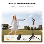 K&F CONCEPT Lichtgewicht 71 inch magnetische selfiestick met statief, draagbare uitschuifbare telefoonstandaard met Bluetooth-afstandsbediening, 3-assige verstelling, aluminium vlogrig, compatibel met iPhone 17 16 15 14 Pro Max