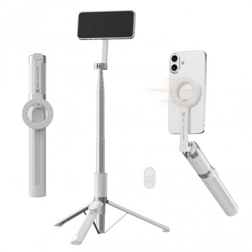K&F CONCEPT Lichtgewicht 71 inch Mag-Safe Selfie Stick Statief, Draagbare Uitschuifbare Telefoonstandaard met Bluetooth Afstandsbediening, 3-assige Verstelling Aluminium Vlog Rig Compatibel met iPhone 17 16 15 14 Pro Max