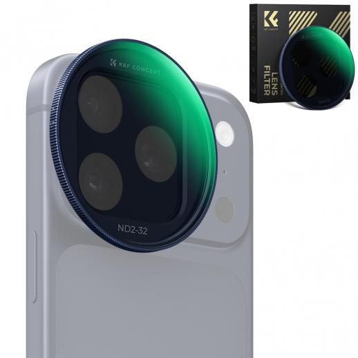 K&F CONCEPT FNA01 Snap-On ND2-32 filter voor iPhone 17 Pro & Pro Max, 11,2 g ultralicht variabel ND-lensfilter met Snap-on Deco-bevestiging, AGC-glas met 28-laags coating