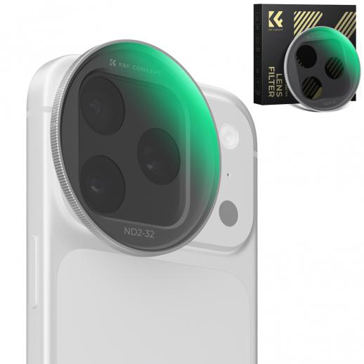 K&F CONCEPT FNA01 Snap-On ND2-32 filter voor iPhone 17 Pro & Pro Max, 11,2 g ultralicht variabel ND-lensfilter met Snap-on Deco-bevestiging, AGC-glas met 28-laags coating