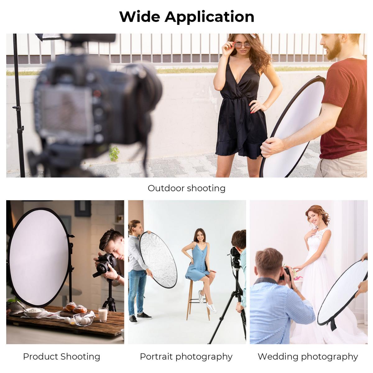 Beşi Bir Arada Dairesel Reflektör 80 cm Altın Gümüş Siyah Beyaz Yarı Saydam Yumuşak Işık Paneli Portre Dış Mekan Fotoğrafçılığı Işık Engelleme Taşınabilir Katlanır Fotoğraf Çadırı Aksesuarı K&F Konsepti