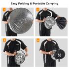 Fem-i-en cirkulær reflektor 110 cm Guld Sølv Sort Hvid Gennemskinnelig blødt lys Panelportræt Udendørsfotografering Lysblokering Bærbar Foldefotografering Telttilbehør K&F-koncept