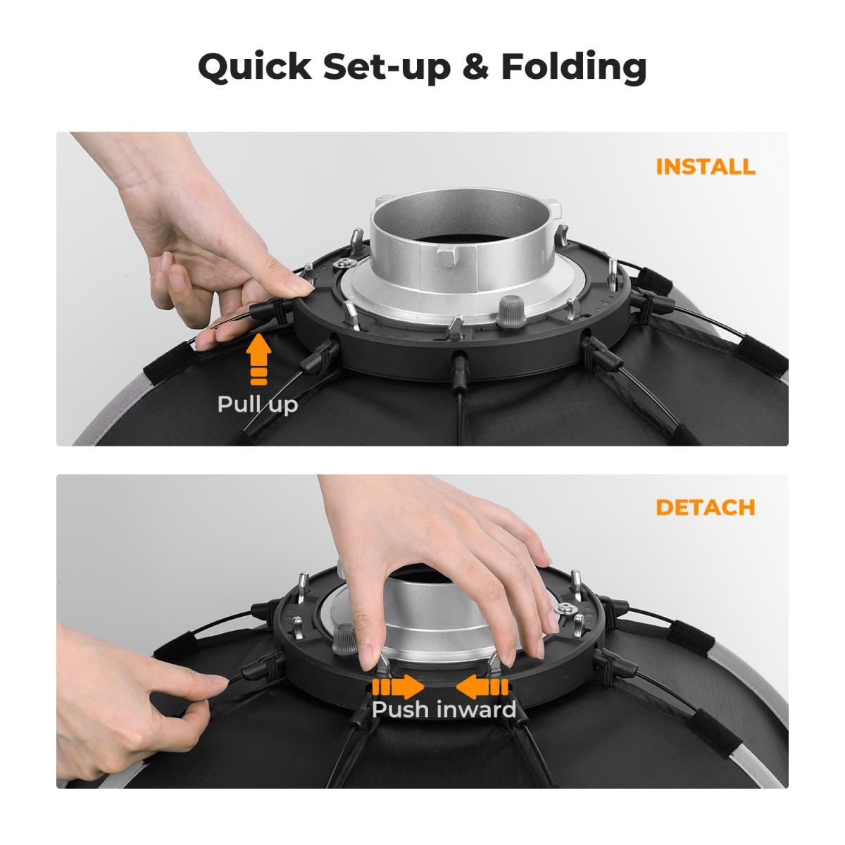 Softbox ottagonale da 26"/65 cm con supporto Bowens a sgancio rapido e diffusori di luce a griglia a nido d'ape, borsa da trasporto per flash Speedlite e monoluce da studio fotografico