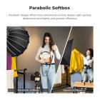 23,6" / 60 cm Softbox Parabolic Hexadecagon Kompatibel med Bowens Mount med Honeycomb Grid Light Diffusers Bæretaske til Photography Studio Speedlite Flash og Monolight