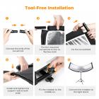 K&F CONCEPT buet reflektor U-form reflektor 180x60 cm med 4-i-1 reflekterende stof, sort/guld/hvid/sølv, med 1,9 m stativ, med opbevaringstaske, til fotografistudier