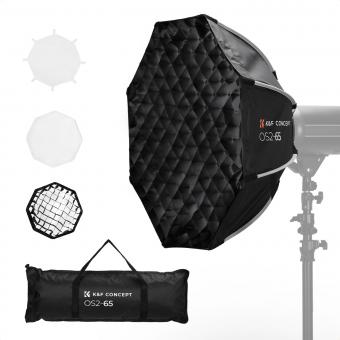 Softbox ottagonale K&F CONCEPT da 65 cm, attacco Bowens standard, include rete a nido d'ape, telo diffusore e sacca di trasporto con coulisse. Adatto a tutte le luci di riempimento, flash da studio, ecc. con attacco Bowens standard.