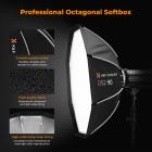 Softbox ottagonale K&F CONCEPT da 90 cm, attacco Bowens standard, include rete a nido d'ape, telo diffusore e sacca di trasporto con coulisse. Compatibile con tutte le luci di riempimento, flash da studio, ecc. con attacco Bowens standard.