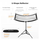 K&F CONCEPT U-formet buet reflektor 100x45cm, 4-i-1 (sort/guld/hvid/sølv) sæt med 1,5m stativ til studie