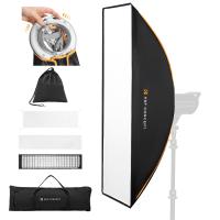 K&F CONCEPT 12"x47"/30x120cm One-snap Quick-Setup Strip Softbox | Portable Soft Box with Diffusers/Honeycomb Grid/Grid Bag/Standard Bowens Mount for COB Light Studio Product Photography LK09