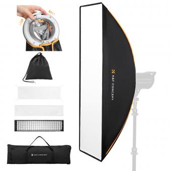 K&F CONCEPT 12"x47"/30x120cm One-snap Quick-Setup Strip Softbox | Portable Soft Box with Diffusers/Honeycomb Grid/Grid Bag/Standard Bowens Mount for COB Light Studio Product Photography LK09