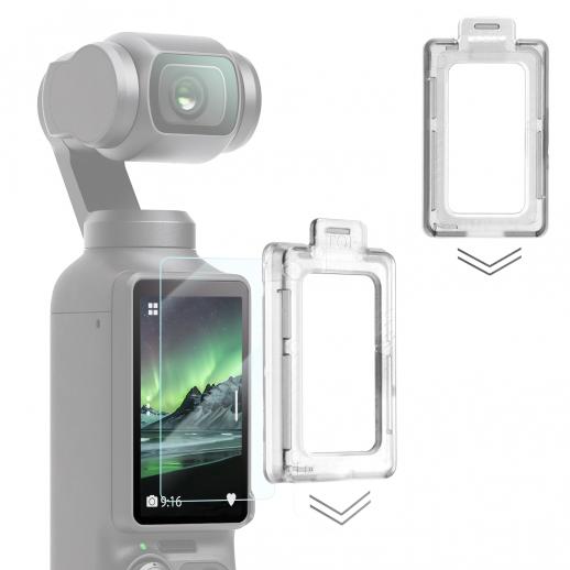 K&F CONCEPT AR schermbeschermer compatibel met DJI Osmo Pocket 4 & 3, Pocket 4 & 3 accessoires. Schermbeschermer van gehard glas, 9H hardheid, inclusief stofvrije uitlijningsset, anti-reflectie, anti-vingerafdruk, krasbestendig, bubbelvrije in