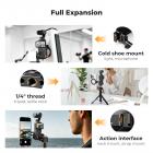 K&F CONCEPT PP62 magnetische uitbreidingsbehuizing voor DJI Osmo Pocket 4/3, Mag-Safe-compatibele rig met 1/4" schroefdraad en cold shoe, CNC-gefreesd aluminium frame, past in de originele beschermhoes.